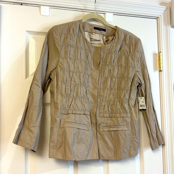 NWT Tahari tan cream light weight women’s blazer roti jacket work formal 12 - Picture 2 of 9